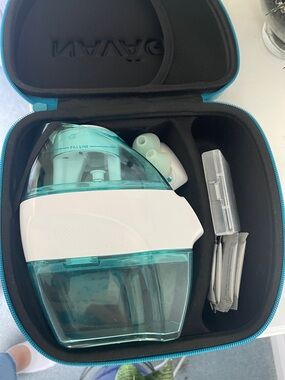 Portable Teal and White Nebulizer with Carry Case